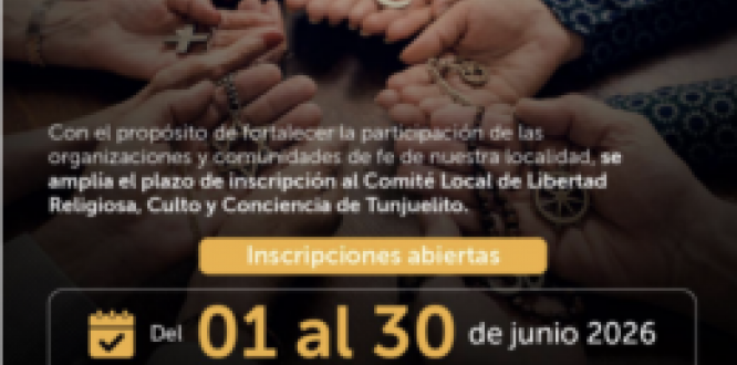 Amplían inscripciones al Comité de Libertad Religiosa en Tunjuelito Amplían inscripciones al Comité de Libertad Religiosa en Tunjuelito